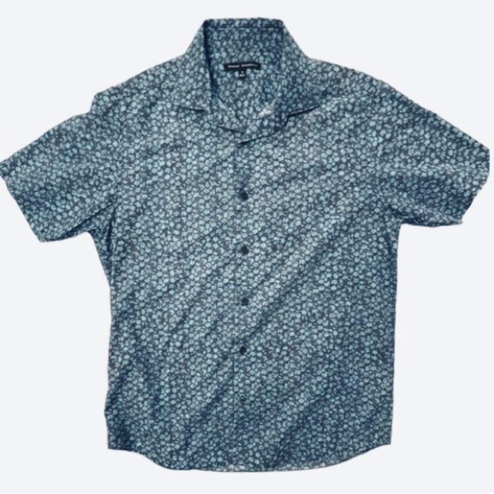ROBERT BARAKETT Floral Short Sleeve Cotton Button-Up Shirt